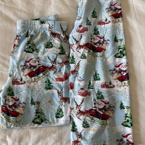Posh Peanut Blue Santa and Reindeer Pajama Bottoms